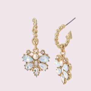 Betsey Johnson Small Butterfly Drop Hoop Earrings